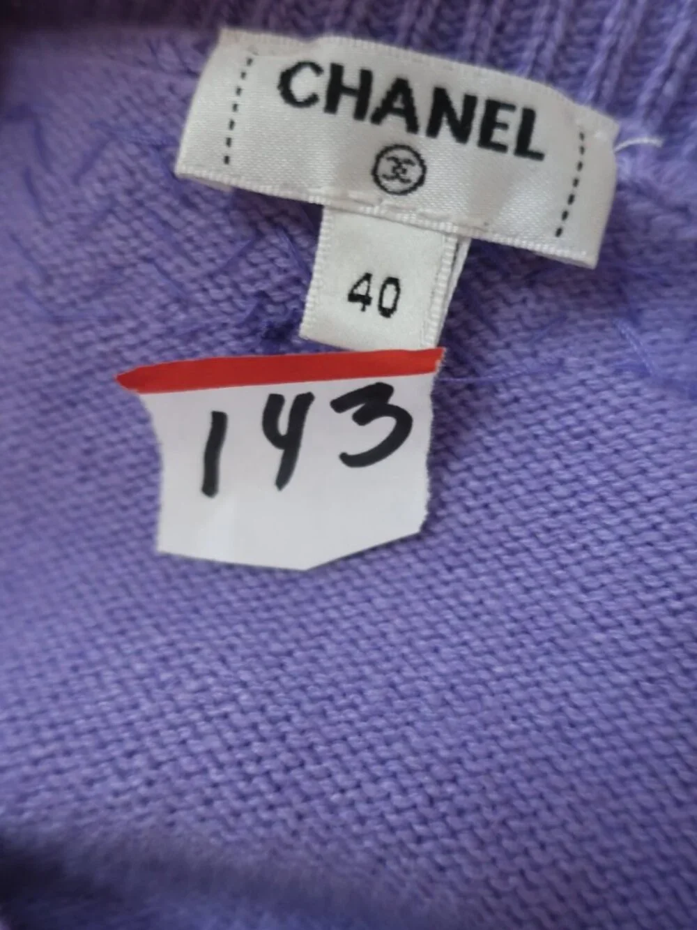 Authentic Chanel Purple Beaded (Item-143) Crop Wool Cardigan Sweater 40 US/6-8